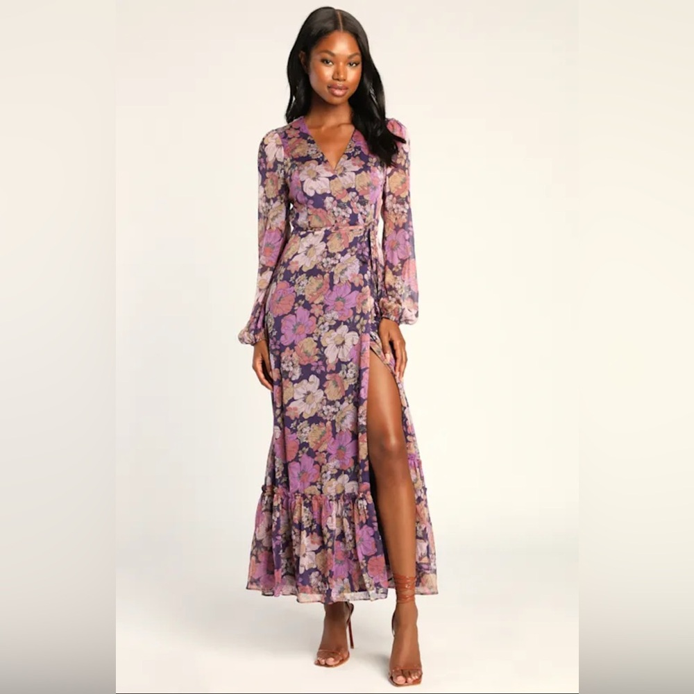Lulus Floral Purple Maxi Dress